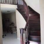 Stair case 01 - after.  Stripped, sanded and refinished in old-fashion mahogany.  February 21, 2011. Stair case 01 - after. Stripped, sanded and refinished in old-fashion mahogany. February 21, 2011.